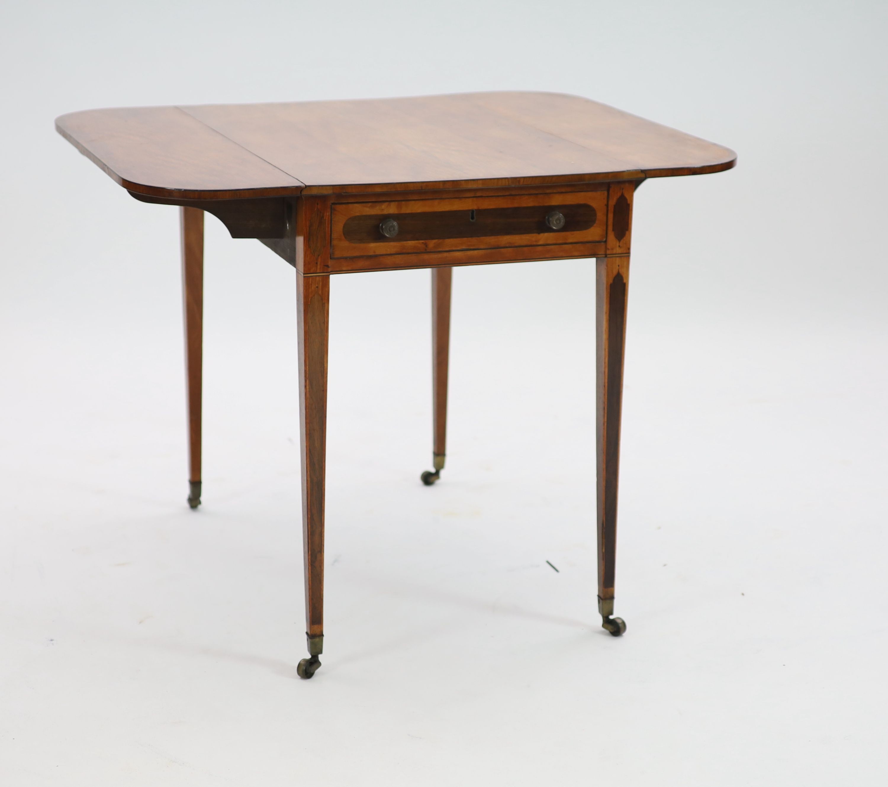 A George III harewood and kingwood Pembroke table, W.52cm L.76cm H.71cm